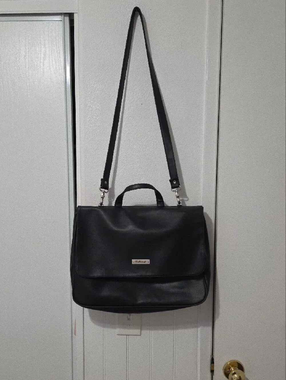 Unlisted by Kenneth Cole Black Leather Messenger Bag